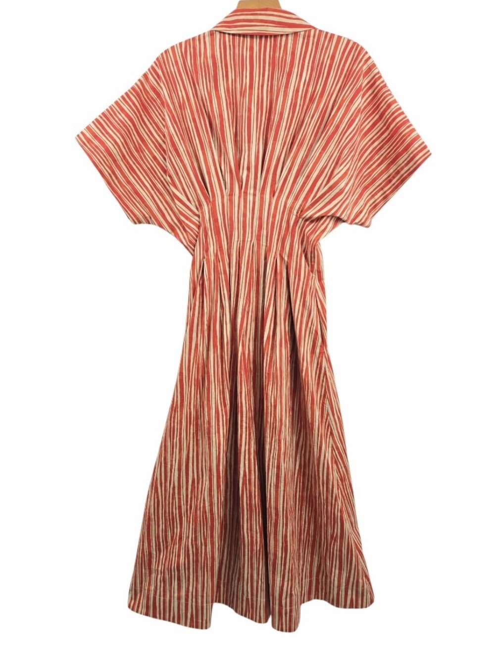 Anthropologie Exquise The Tobie Shirt Dress Striped Red Button Midi - Picture 7 of 16